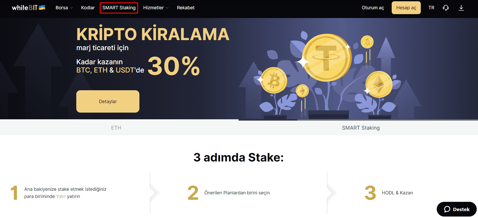 WhiteBİT Smart Staking ile Pasif Gelir Kazanın