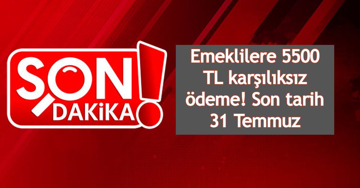 Emeklilere 5500 TL karşılıksız ödeme! Son tarih 31 Temmuz