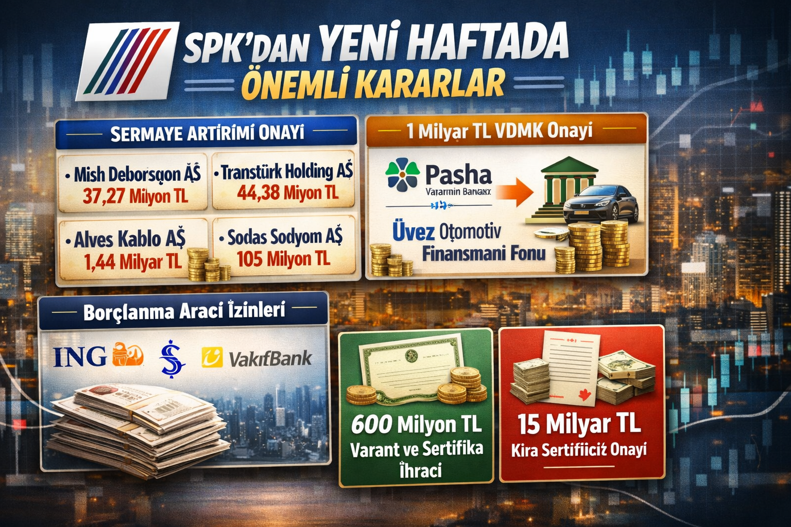 SPK, 4 Şirketin Sermaye Artırımını Onayladı