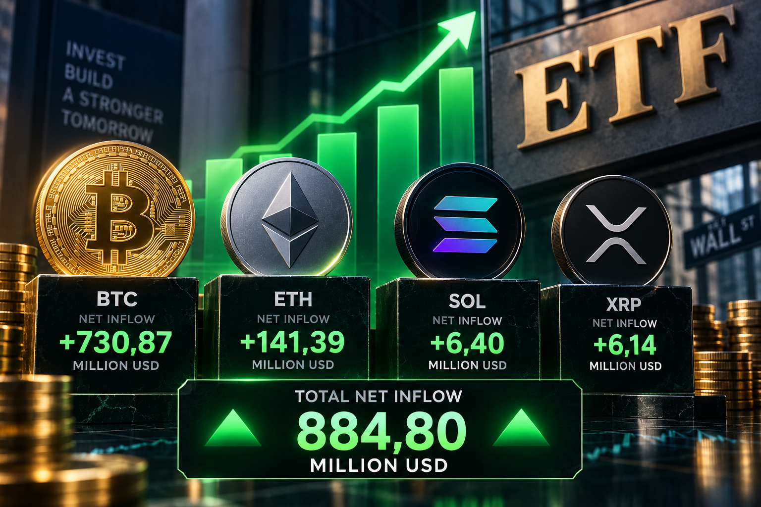 Kripto ETF'lerinde Para Yağmuru: Dört Varlıkta da Güçlü Giriş